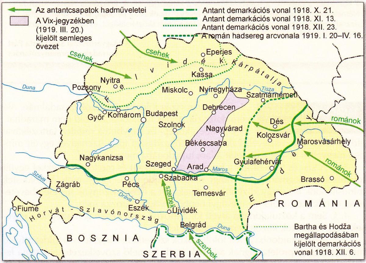 Frontok Magyarország kürül 1918-ban